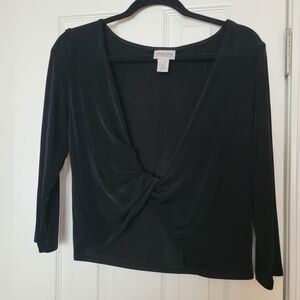 Chico's Elegant Black Twist Short Top, Size 1